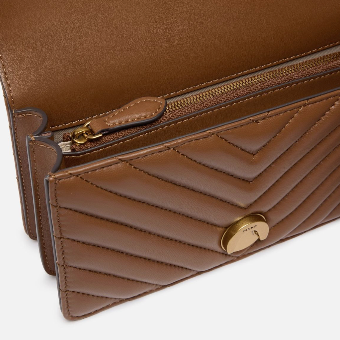 PINKO Small Shoulder Bag One chevron сумка жіноча коричнева