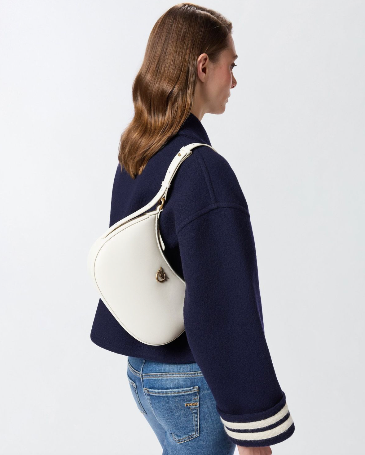 PINKO Small Shoulder Bag love half moon simply сумка жіноча біла