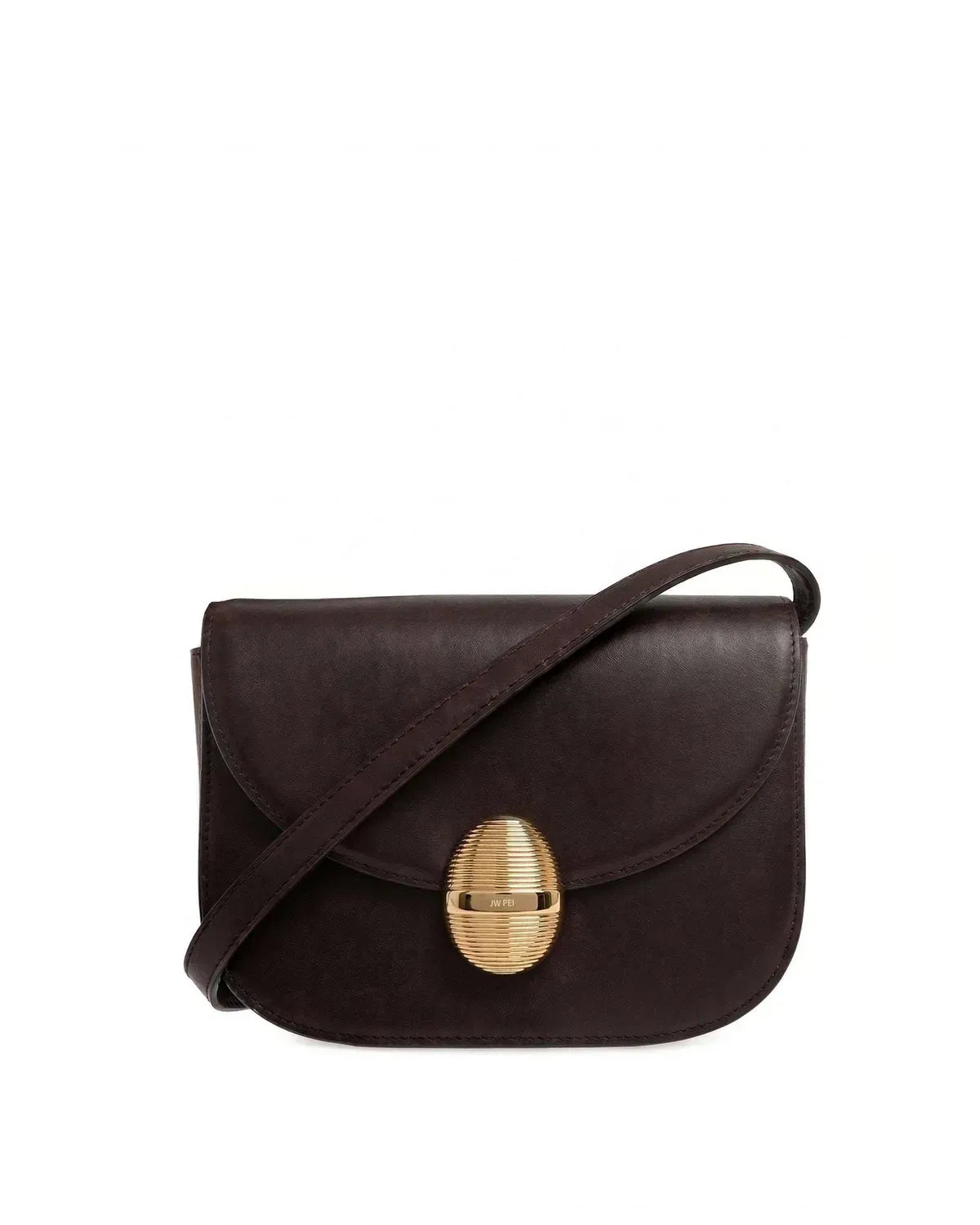 Жіноча сумка кросбоді JW PEI Aria Egg-Shaped Metal Flap Crossbody Bag, коричнева