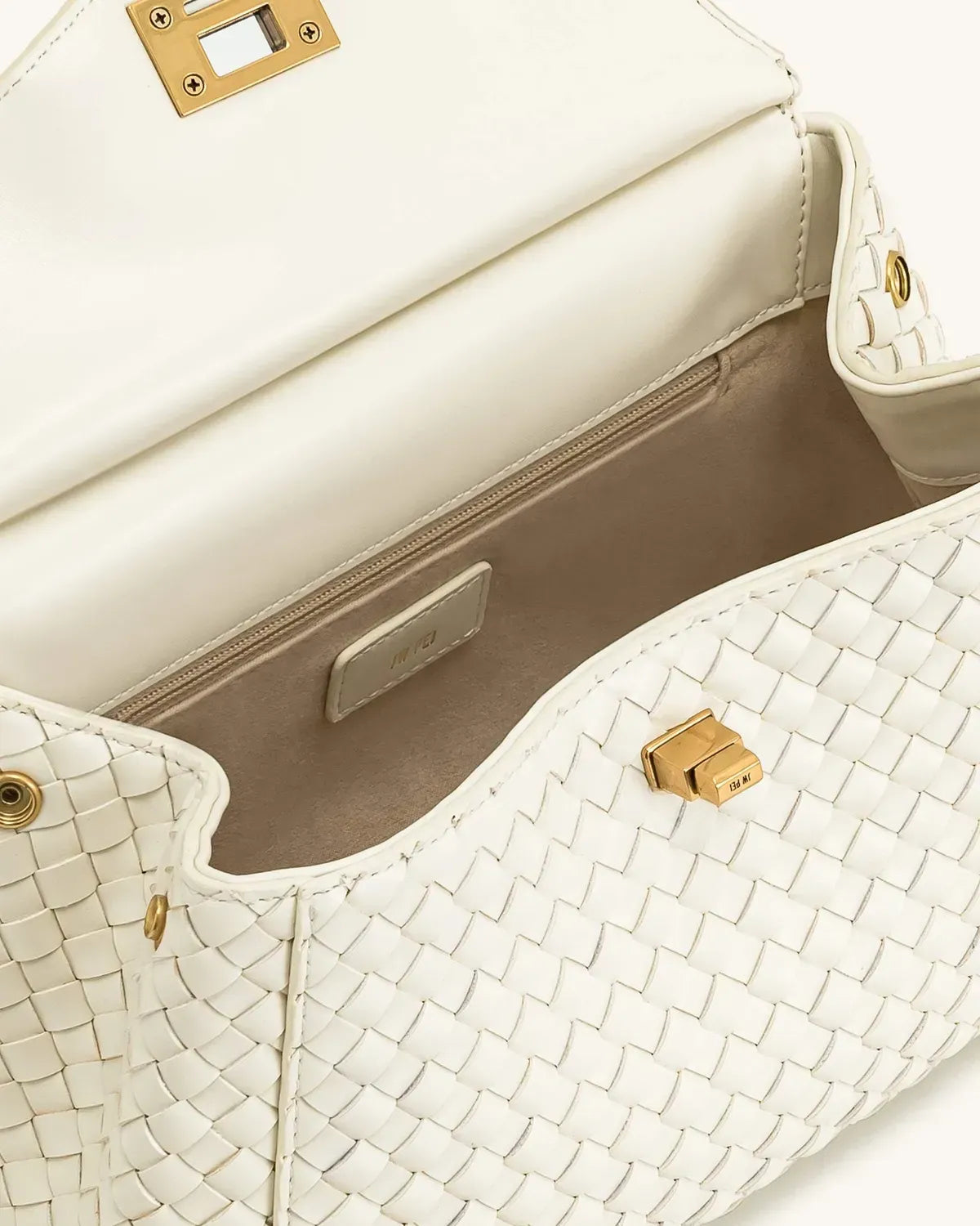 Жіноча сумка з верхньою ручкою JW PEI Lucia Classic Top Handle Woven Bag, біла — фото 8