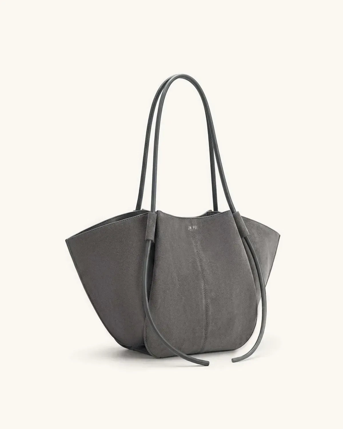 Жіноча сумка-тоут JW PEI Nala Faux Suede Wide Tote Bag, темно-сіра — фото 3