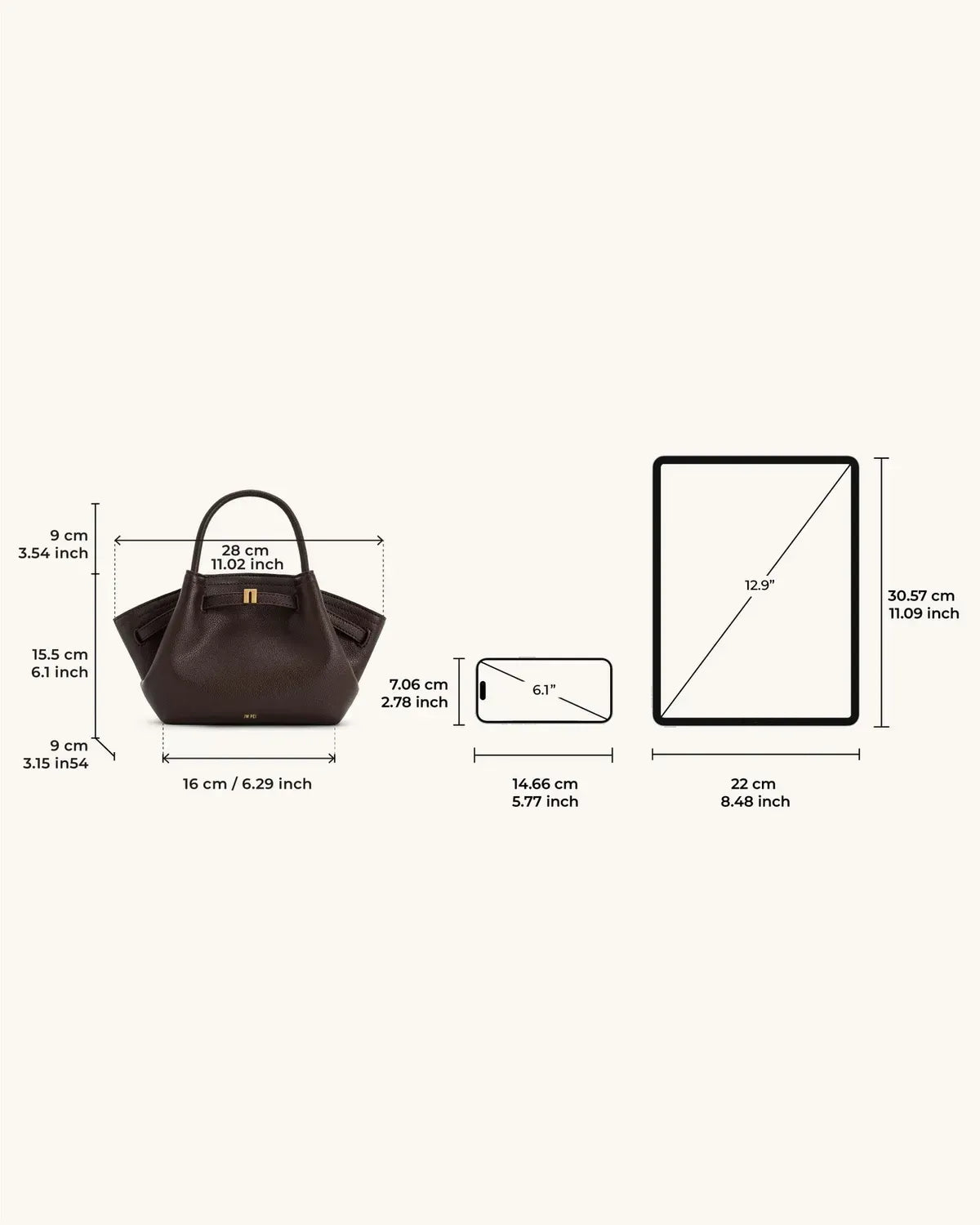 Жіноча сумка-тоут JW PEI Hana Mini Tote Bag, темно-коричнева — фото 7