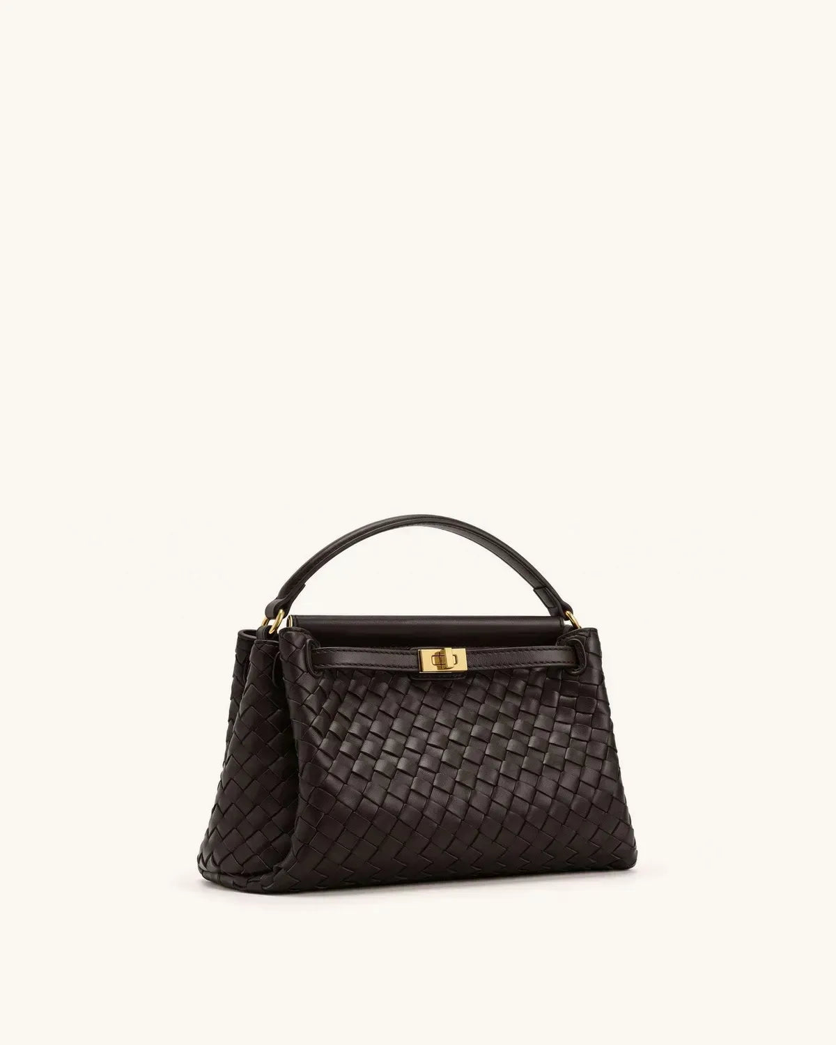 Жіноча сумка з верхньою ручкою JW PEI Carmen Woven Top Handle Bag, темно-коричнева — фото 3