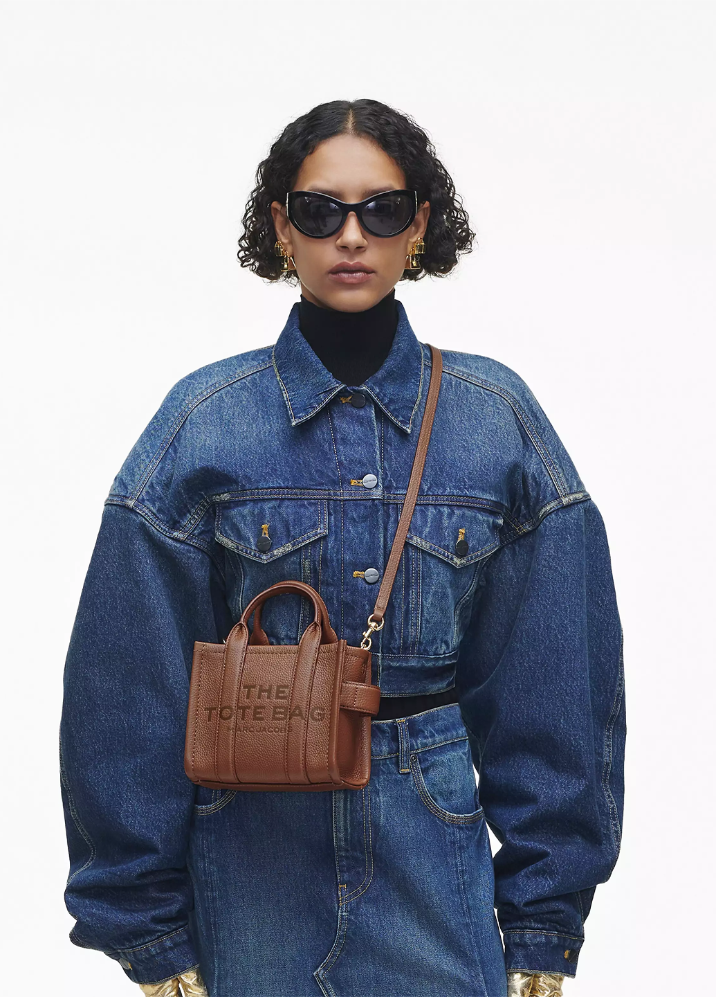 Marc Jacobs Leather Crossbody Tote Bag Brown