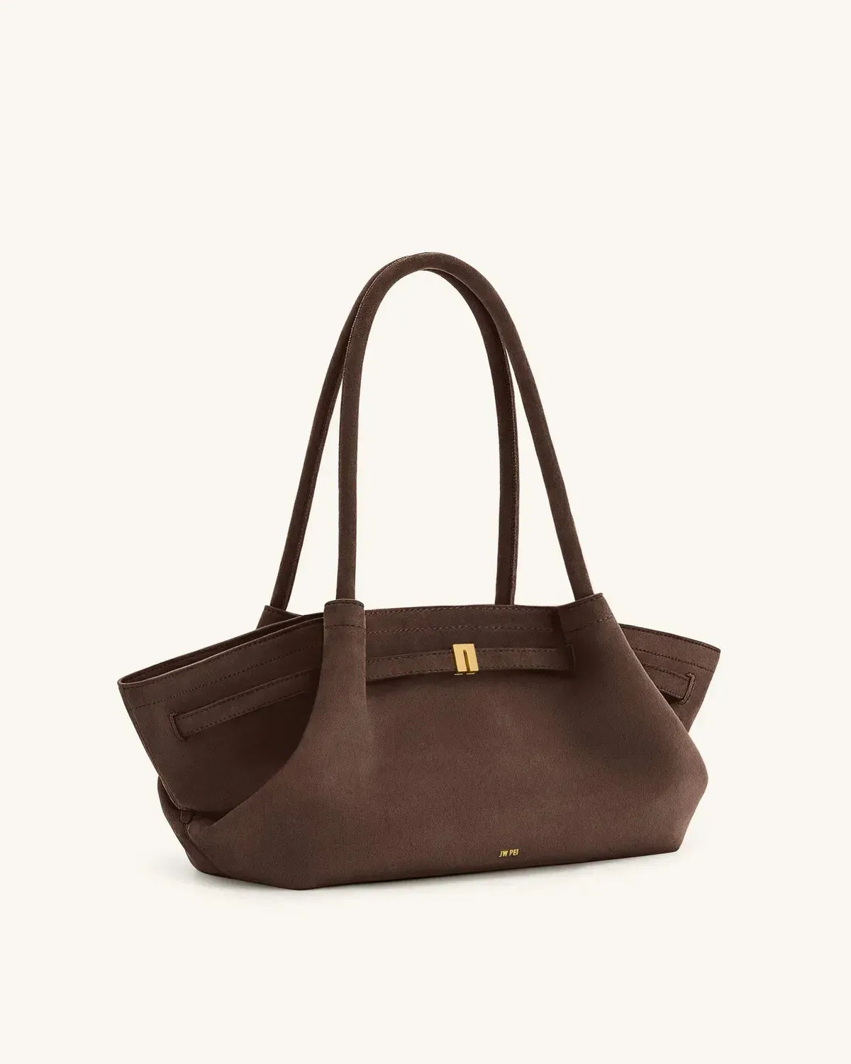 Жіноча сумка-тоут JW PEI Hana Wide Faux Suede Tote Bag, темно-коричнева — фото 4