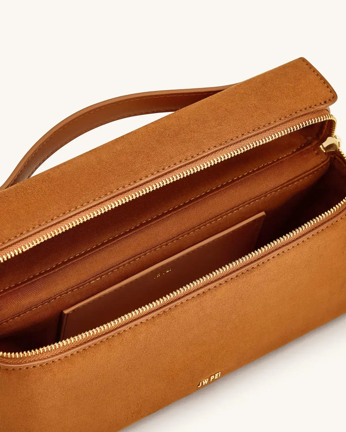 Жіноча сумка з верхньою ручкою JW PEI Thea Faux Suede Top Handle Bag, колір кемел — фото 9
