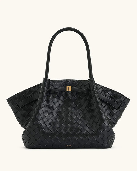 Жіноча сумка-тоут JW PEI Hana Large Weave Texture Tote Bag, чорна