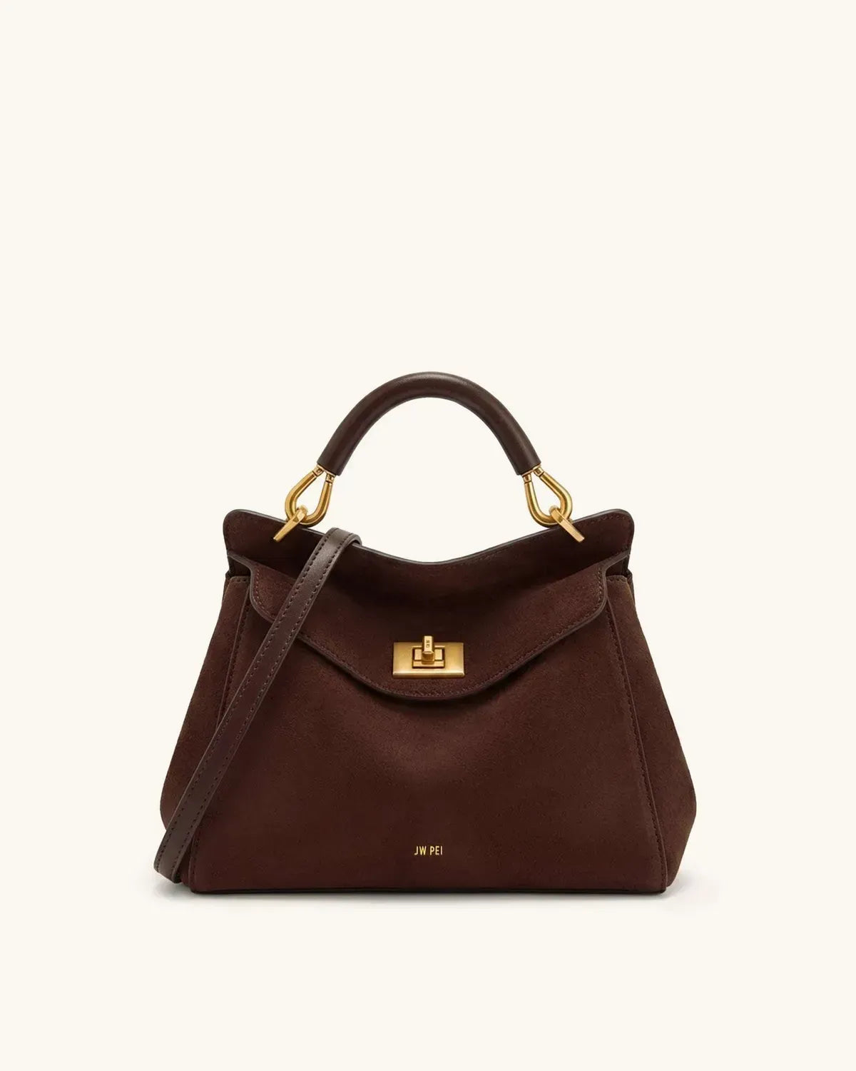 Жіноча сумка з верхньою ручкою JW PEI Lucia Classic Faux Suede Top Handle Bag, темно-коричнева — фото 2