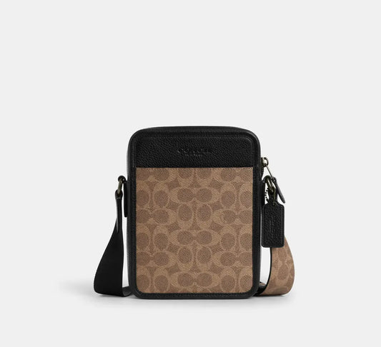 Чоловіча сумка кросбоді COACH Sullivan Crossbody Bag In Signature Canvas, Gunmetal