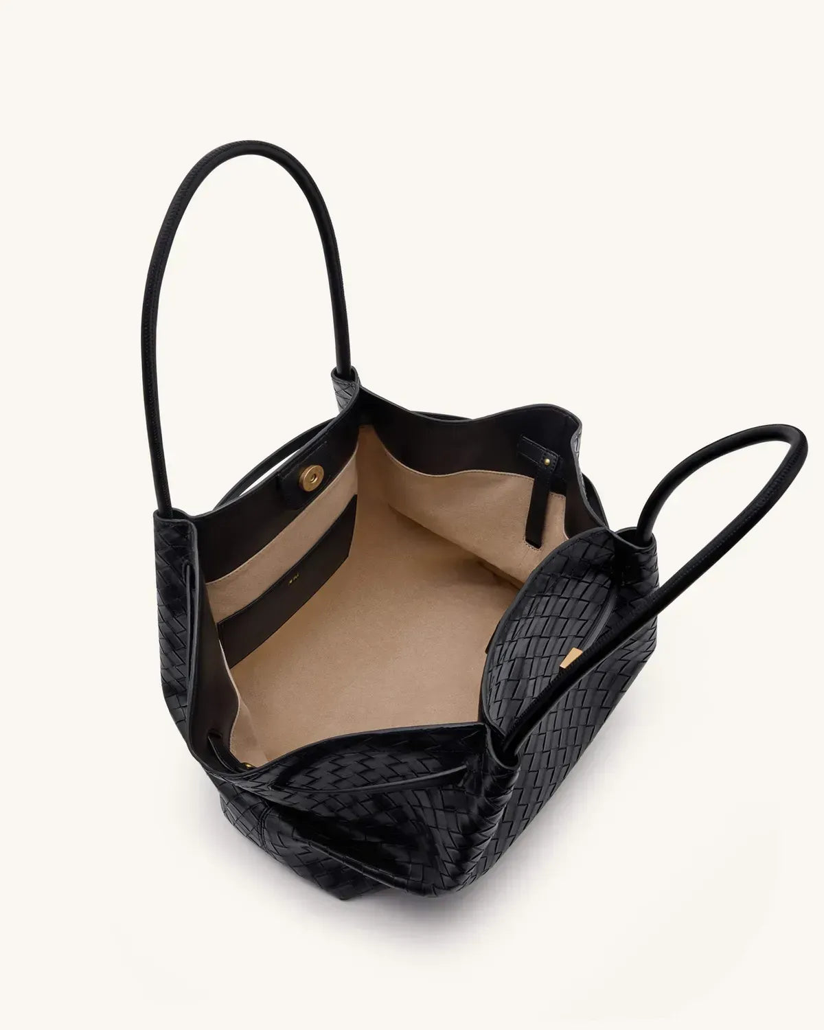 Жіноча сумка-тоут JW PEI Hana Large Weave Texture Tote Bag, чорна — фото 14