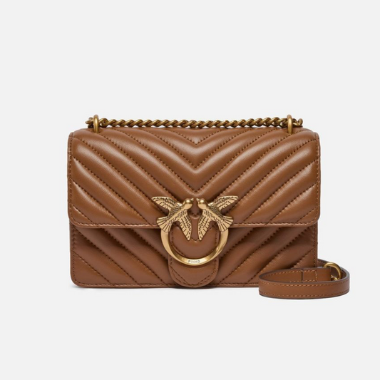 PINKO Small Shoulder Bag One chevron сумка жіноча коричнева