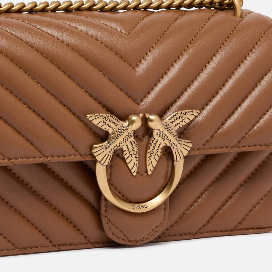 PINKO Small Shoulder Bag One chevron сумка жіноча коричнева