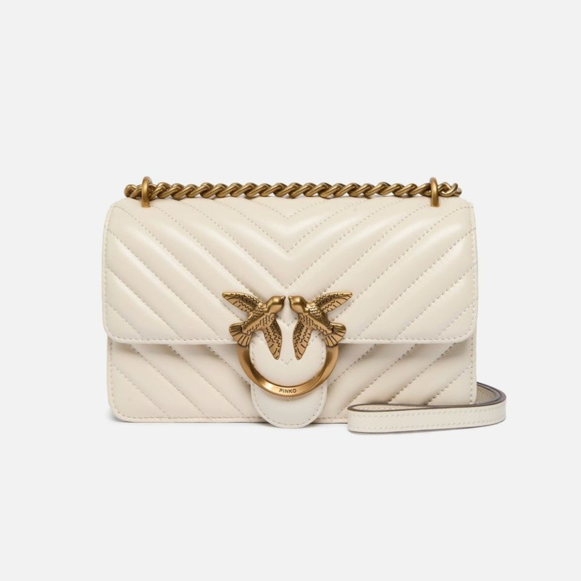 PINKO Small Shoulder Bag One chevron сумка жіноча біла