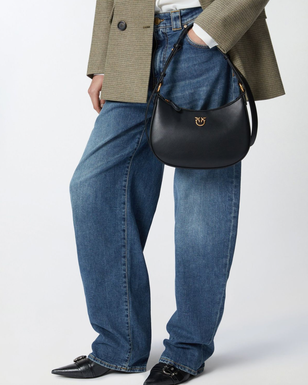 PINKO Small Shoulder Bag love half moon simply  сумка жіноча чорна