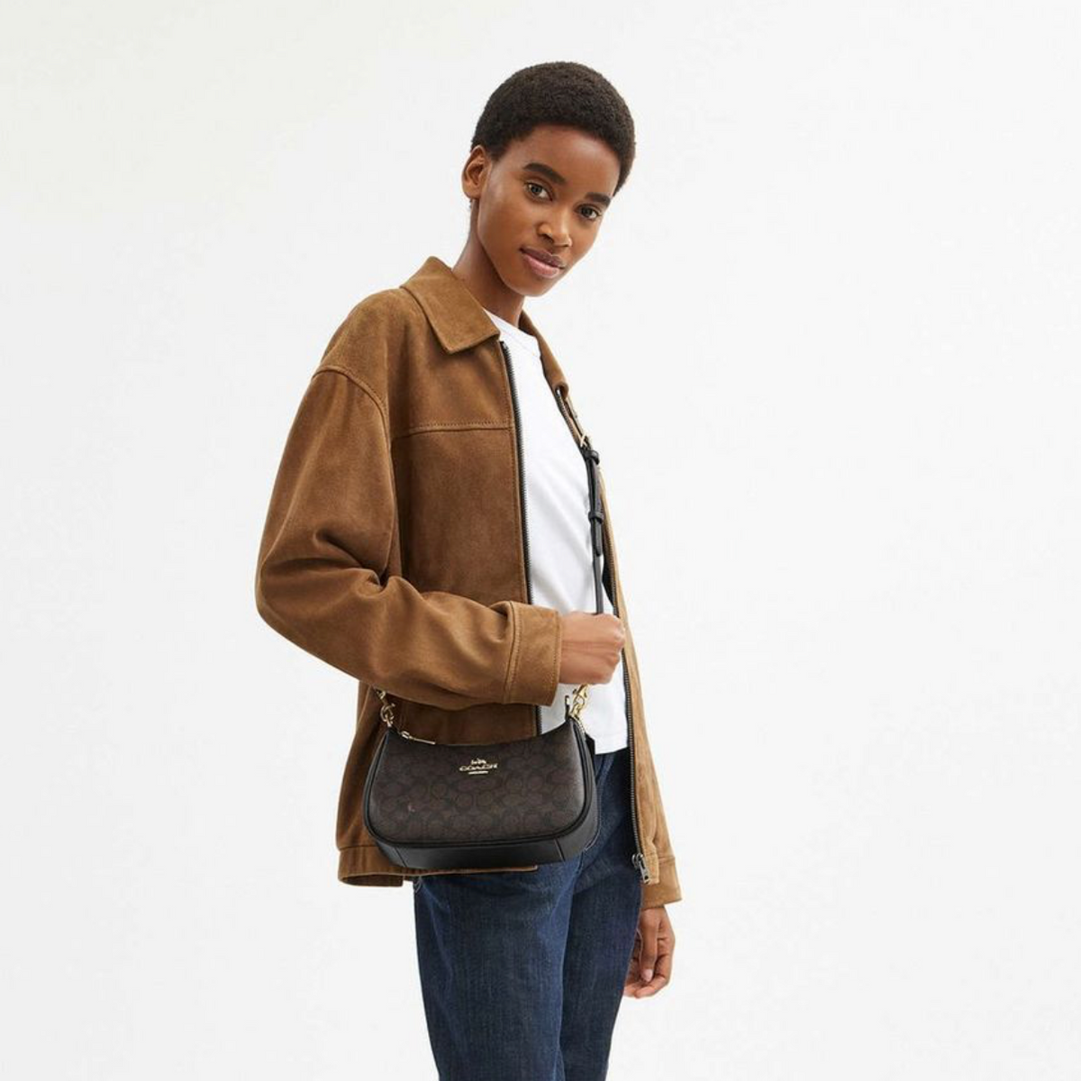 COACH Teri Shoulder Bag In Signature Canvas Black сумка жіноча