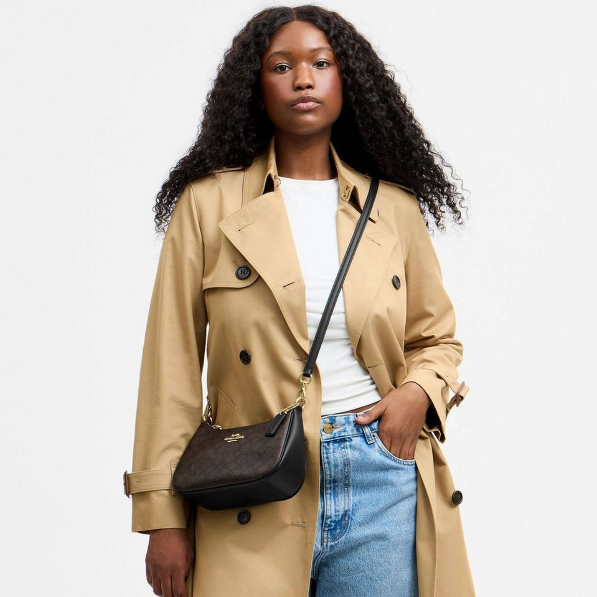 COACH Teri Shoulder Bag In Signature Canvas Black сумка жіноча