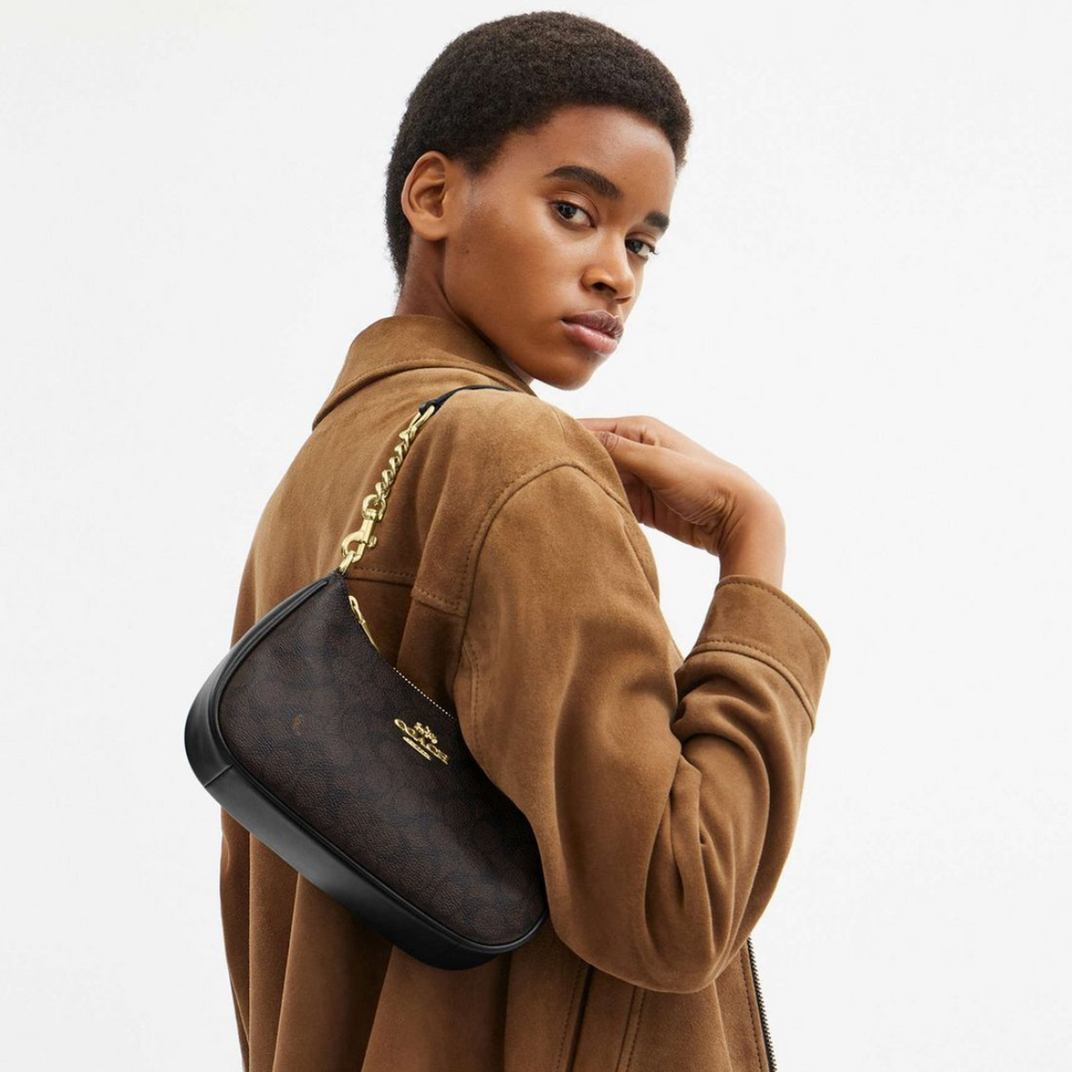 COACH Teri Shoulder Bag In Signature Canvas Black сумка жіноча
