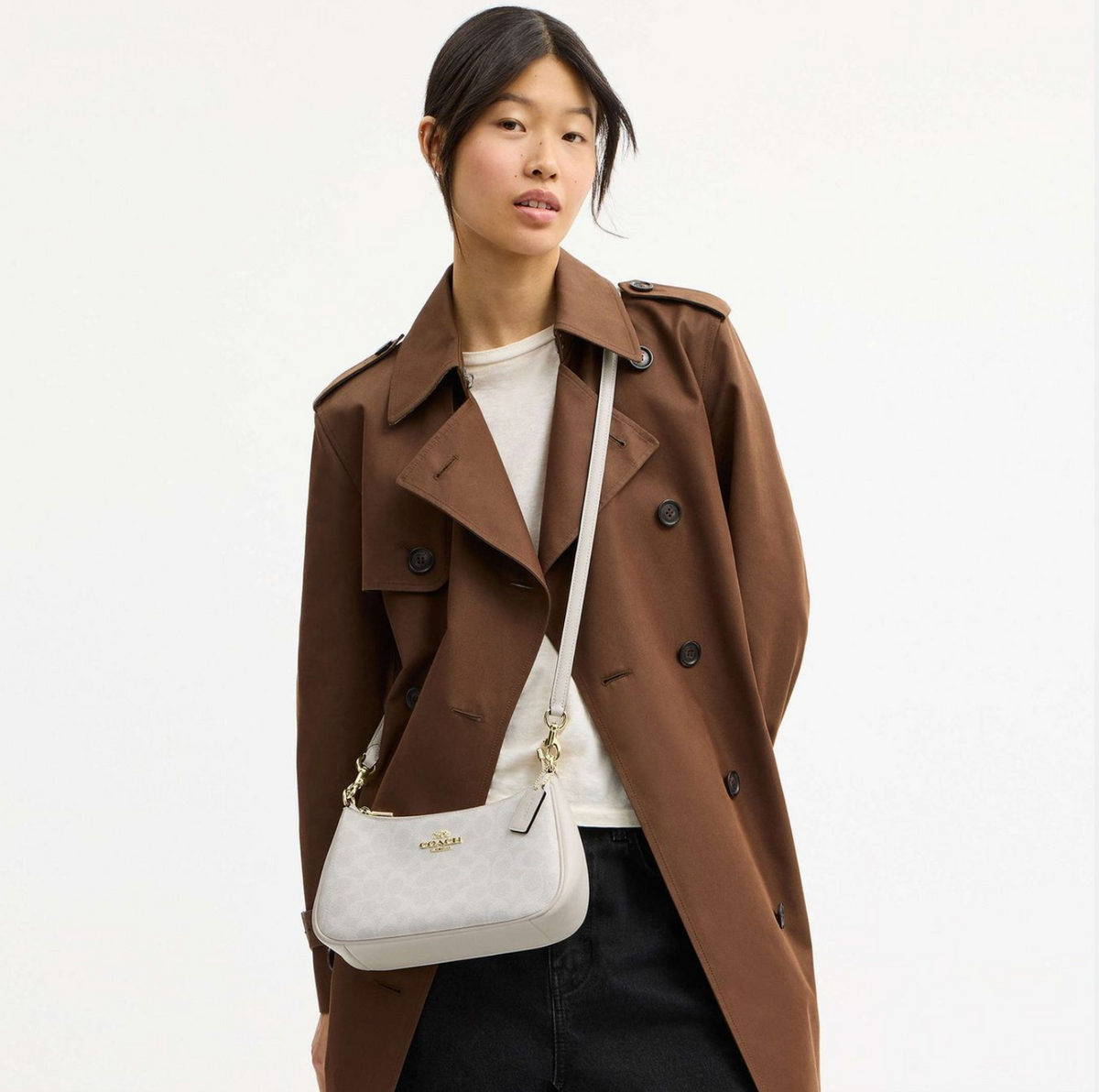 COACH Teri Shoulder Bag In Signature Canvas White сумка жіноча