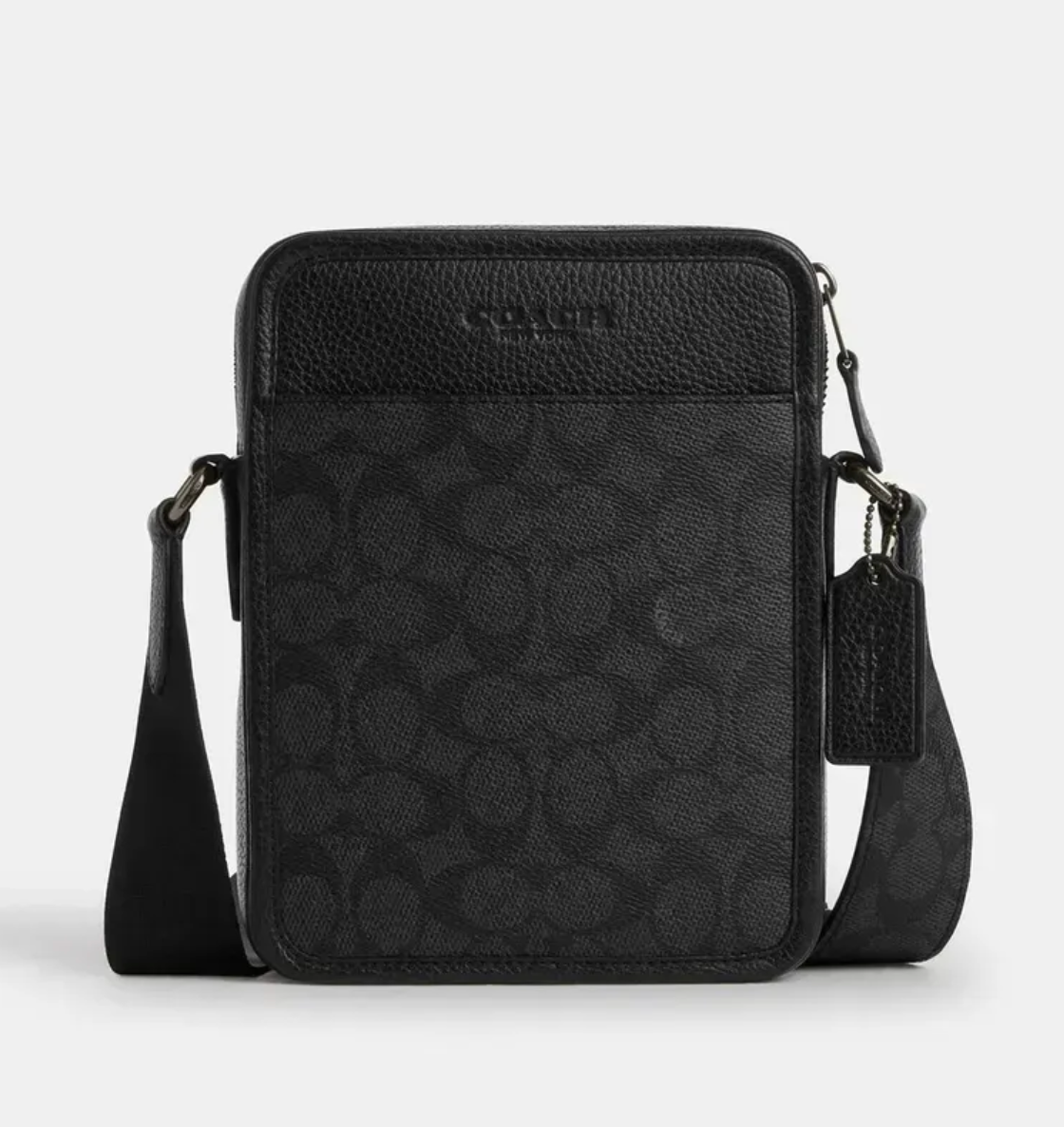 Чоловіча сумка кросбоді COACH Sullivan Crossbody Bag In Signature Canvas, Gunmetal / Charcoal / Black