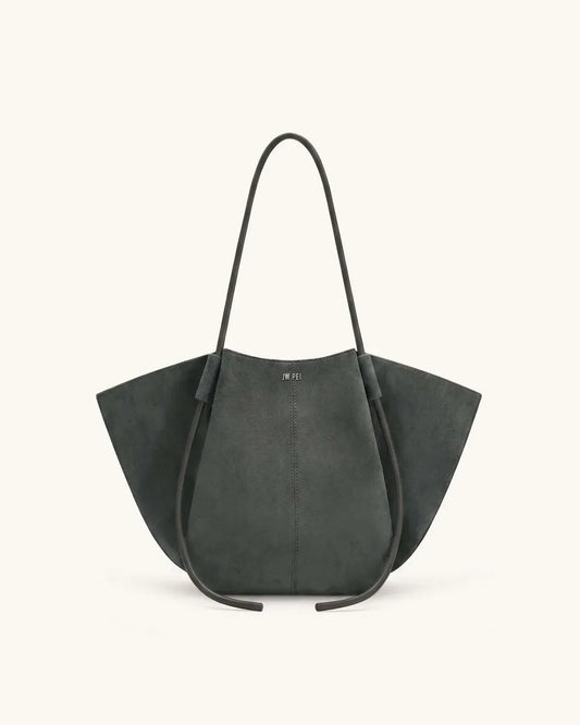 Жіноча сумка-тоут JW PEI Nala Faux Suede Wide Tote Bag, темно-сіра