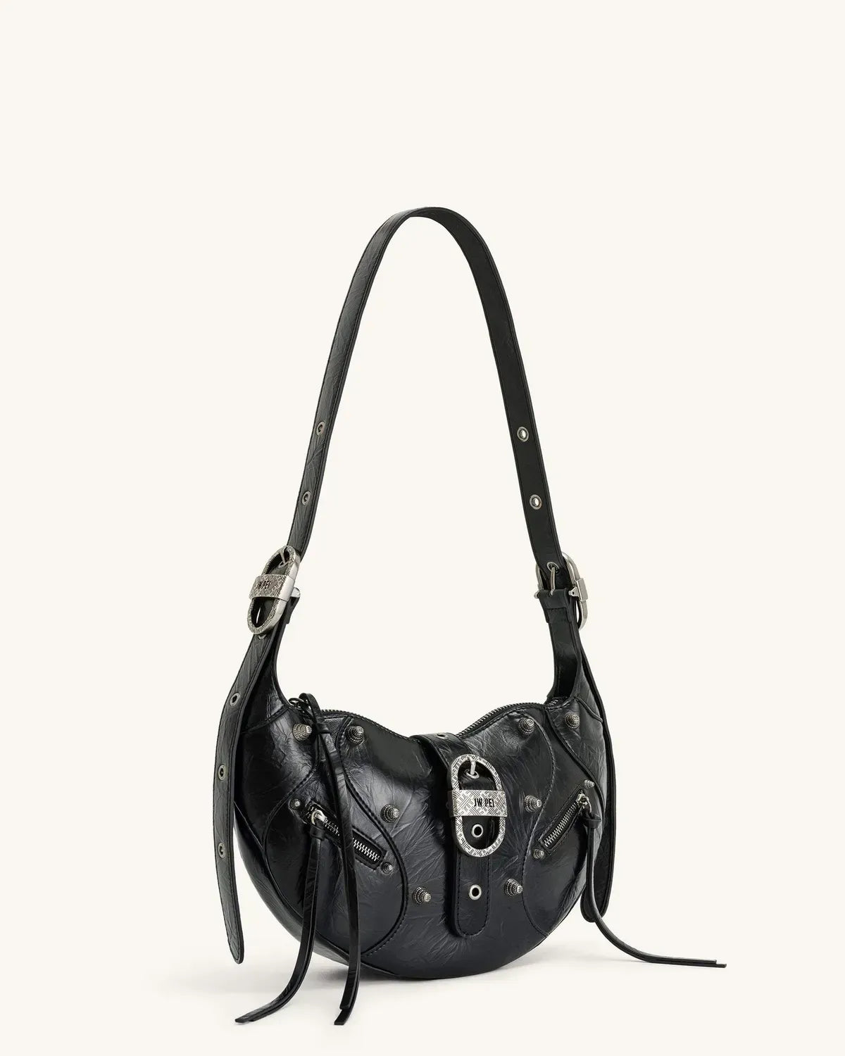 Жіноча сумка на плече JW PEI Tessa Crushed Shoulder Bag, чорна — фото 2