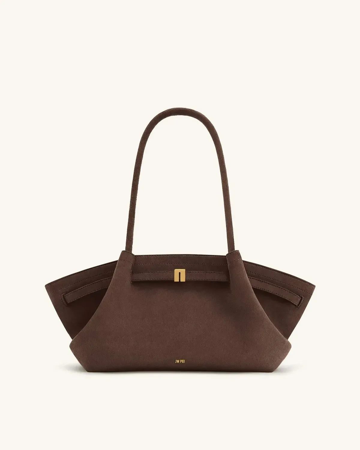 Жіноча сумка-тоут JW PEI Hana Wide Faux Suede Tote Bag, темно-коричнева — фото 2