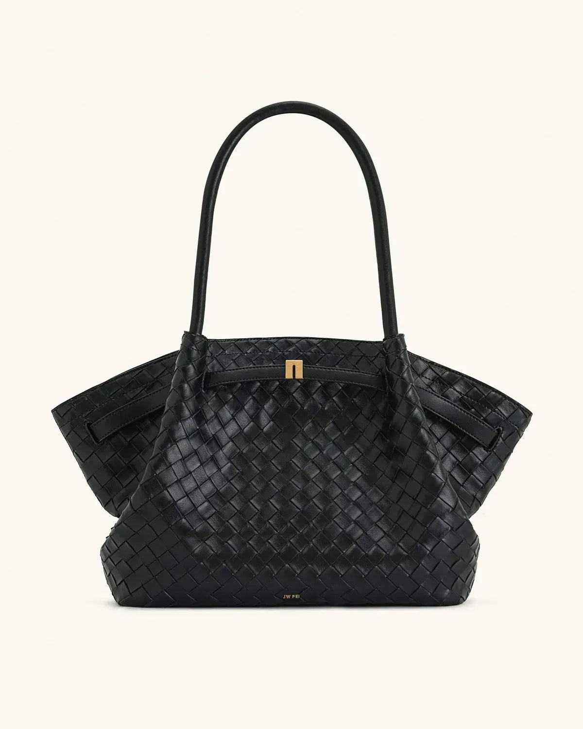 Жіноча сумка-тоут JW PEI Hana Large Weave Texture Tote Bag, чорна — фото 5