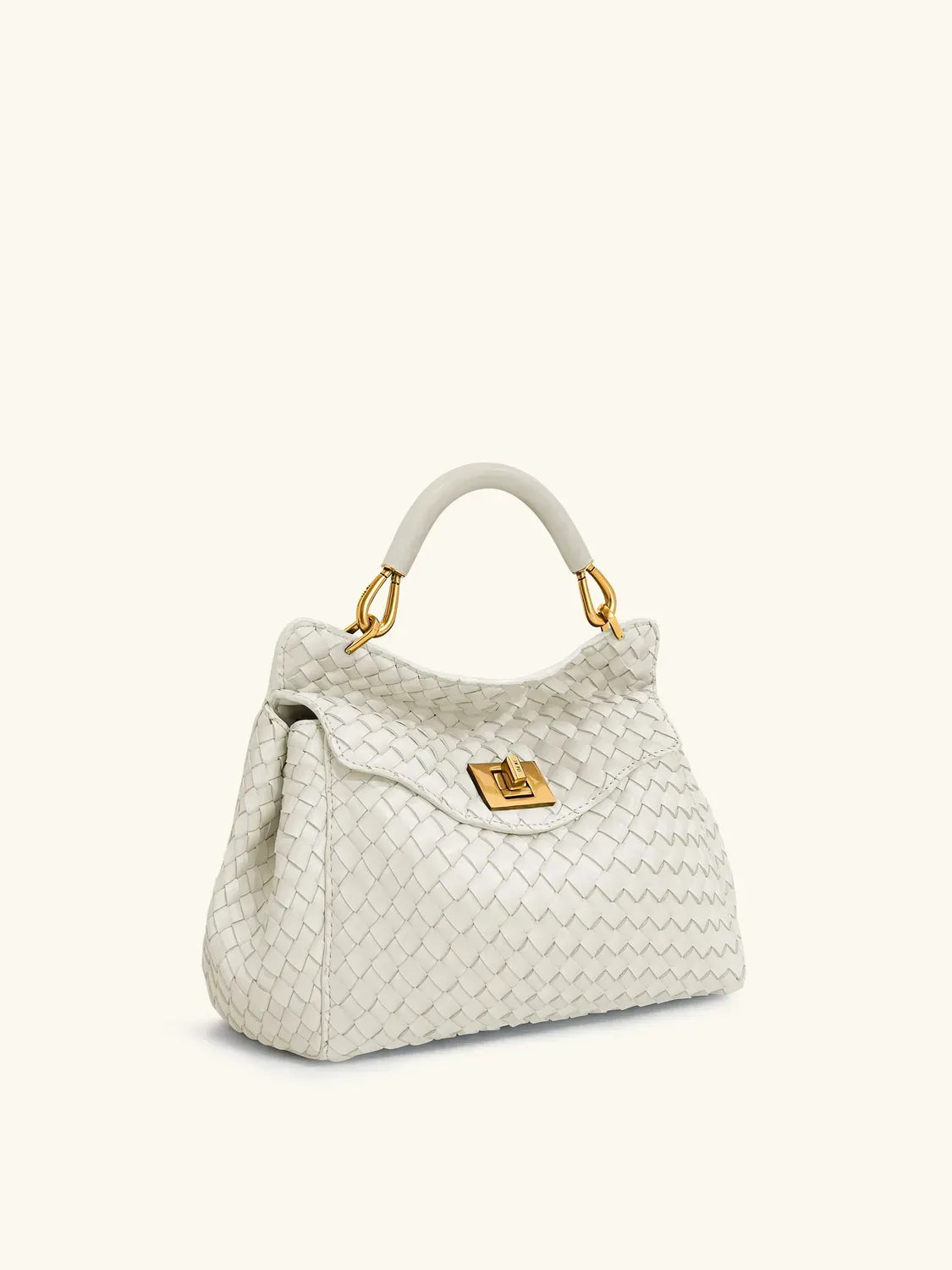 Жіноча сумка з верхньою ручкою JW PEI Lucia Classic Top Handle Woven Bag, біла — фото 2