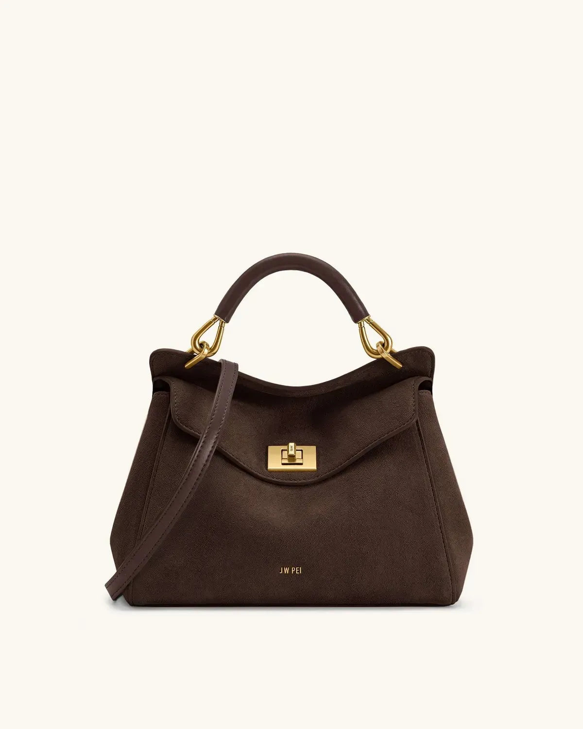 Жіноча сумка з верхньою ручкою JW PEI Lucia Classic Faux Suede Top Handle Bag, темно-коричнева