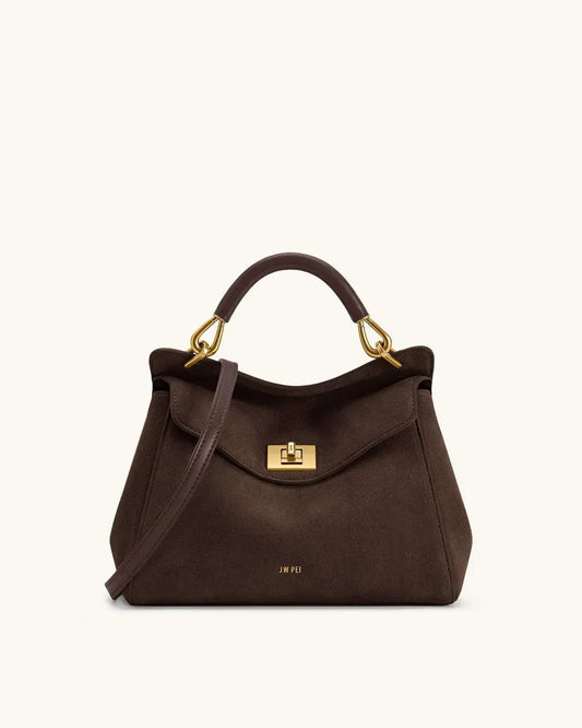 Жіноча сумка з верхньою ручкою JW PEI Lucia Classic Faux Suede Top Handle Bag, темно-коричнева