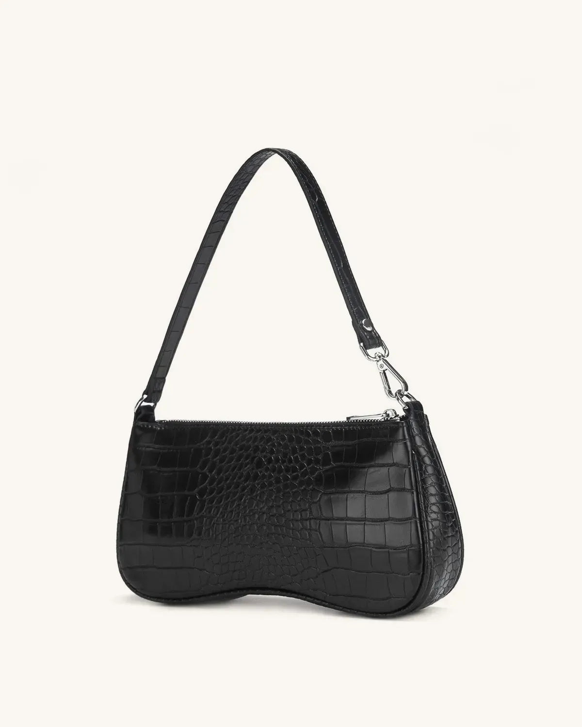 Жіноча сумка на плече JW PEI Eva Shoulder Handbag, чорна croc — фото 2