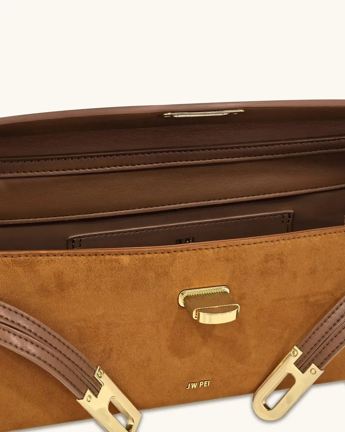 Жіноча сумка з верхньою ручкою JW PEI Bria Faux Suede Structured Top Handle Bag, коричнева — фото 5