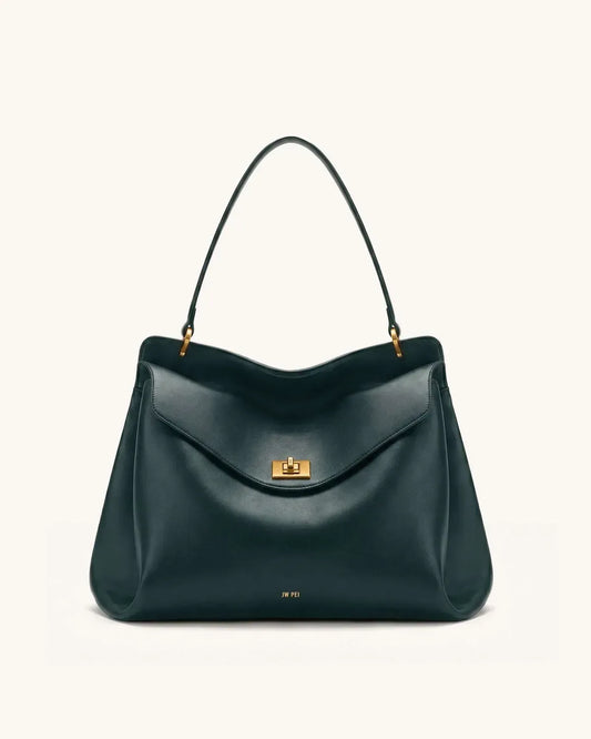 Жіноча сумка на плече JW PEI Lucia Turn-Lock Shoulder Bag, темно-зелена