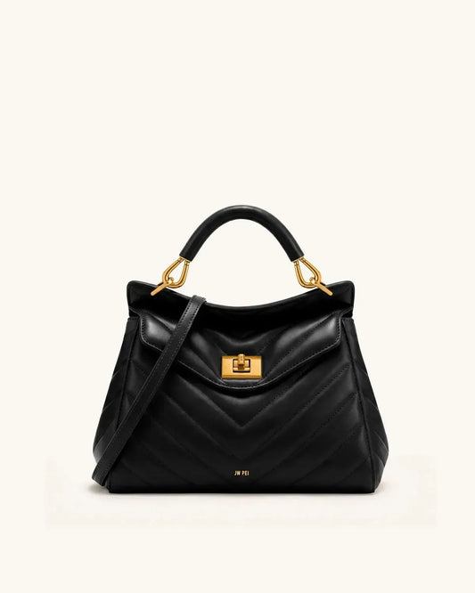 Жіноча сумка з верхньою ручкою JW PEI Lucia Classic Top Handle Bag, насичено-чорна