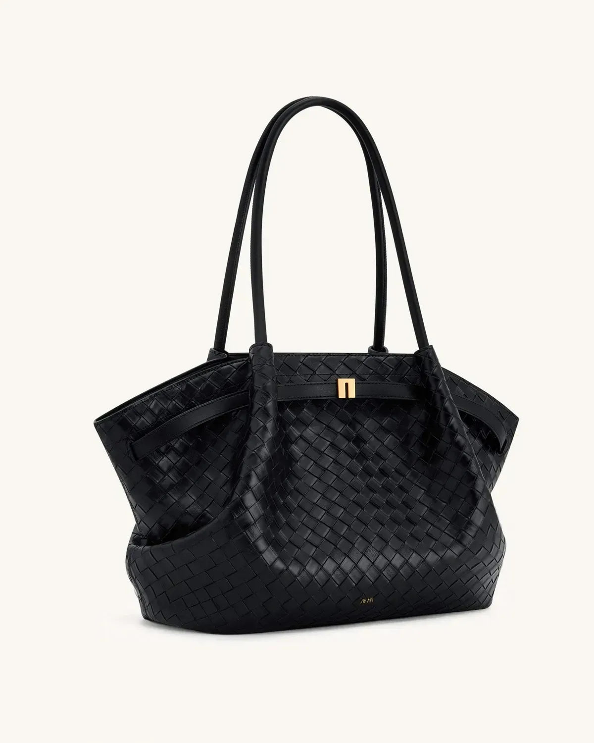 Жіноча сумка-тоут JW PEI Hana Large Weave Texture Tote Bag, чорна — фото 12