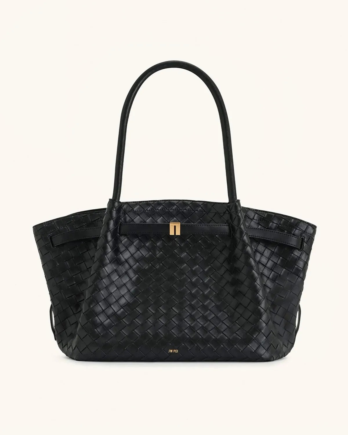 Жіноча сумка-тоут JW PEI Hana Large Weave Texture Tote Bag, чорна — фото 6
