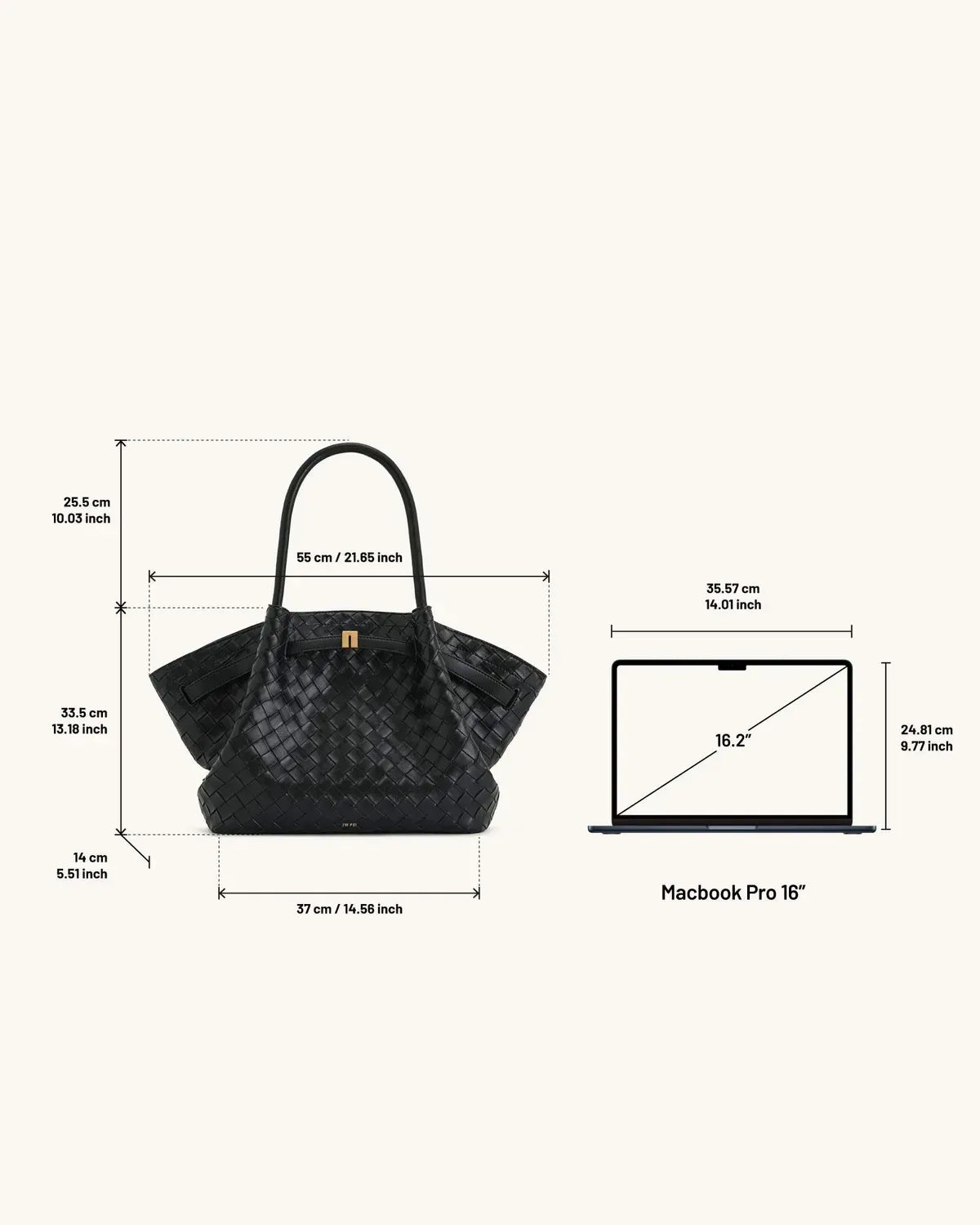 Жіноча сумка-тоут JW PEI Hana Large Weave Texture Tote Bag, чорна — фото 4