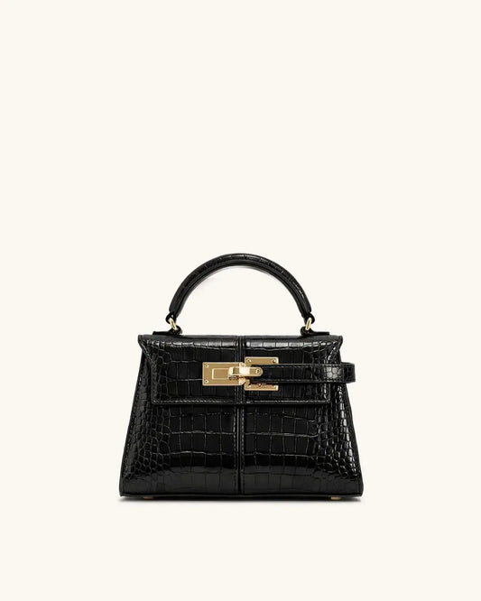 Жіноча сумка з верхньою ручкою JW PEI Elise Top Handle Bag, чорна croc