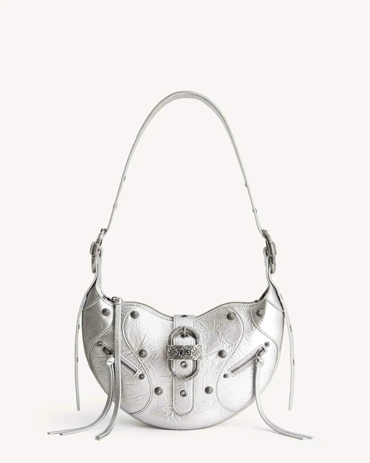 Жіноча сумка на плече JW PEI Tessa Metallic Pleating Shoulder Bag, срібляста — фото 3