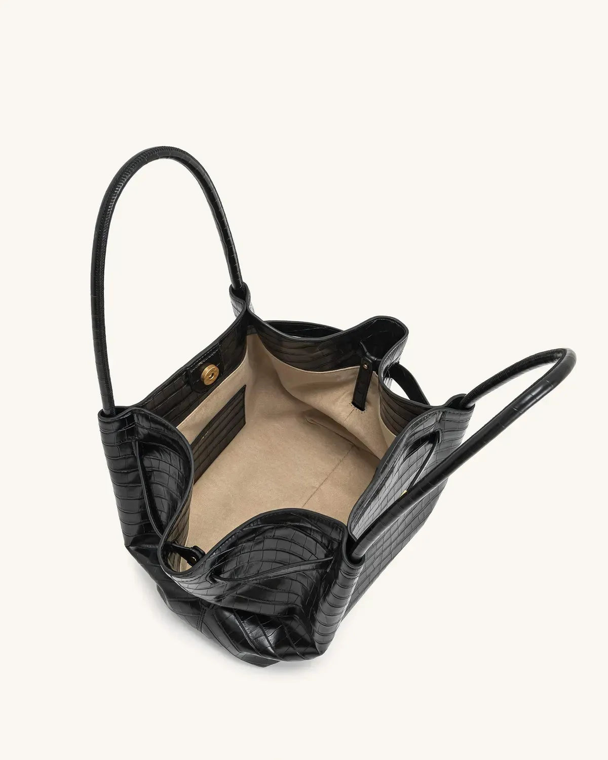 Жіноча сумка-тоут JW PEI Hana Medium Tote Bag, чорна croc — фото 5