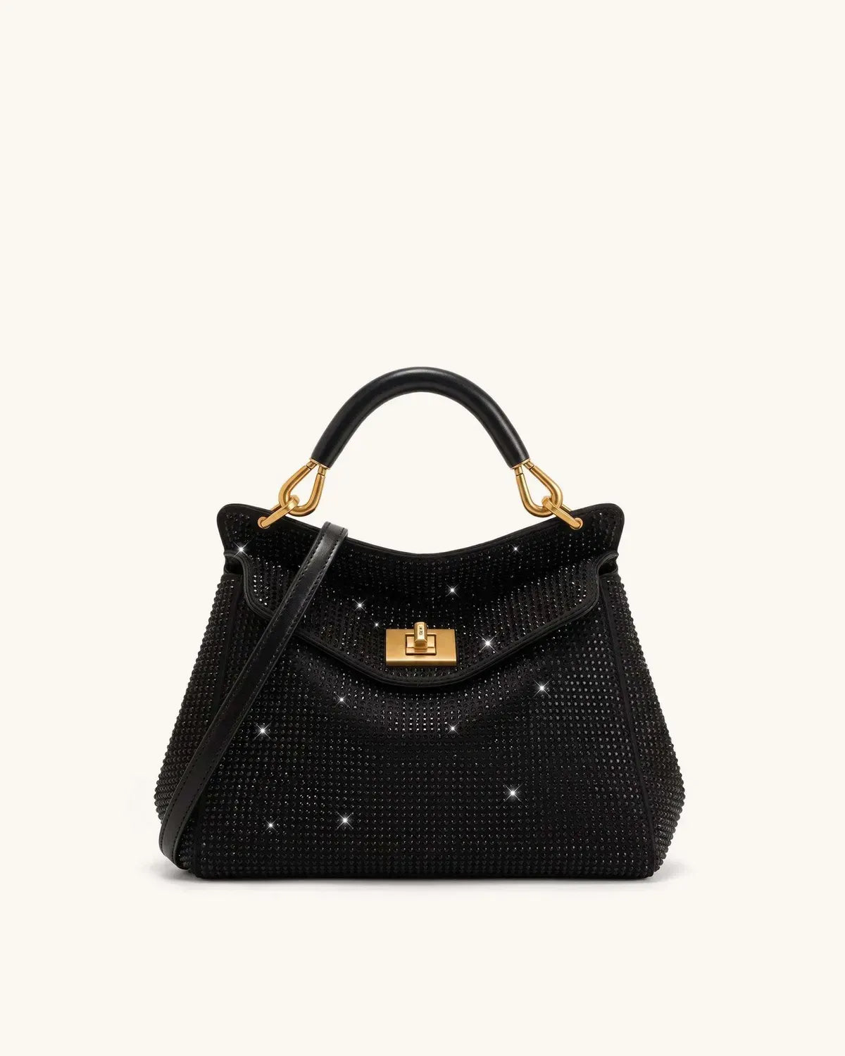 Жіноча сумка з верхньою ручкою JW PEI Lucia Classic Artificial Crystal Top Handle Bag, чорна