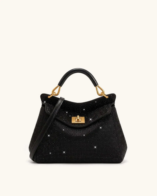 Жіноча сумка з верхньою ручкою JW PEI Lucia Classic Artificial Crystal Top Handle Bag, чорна