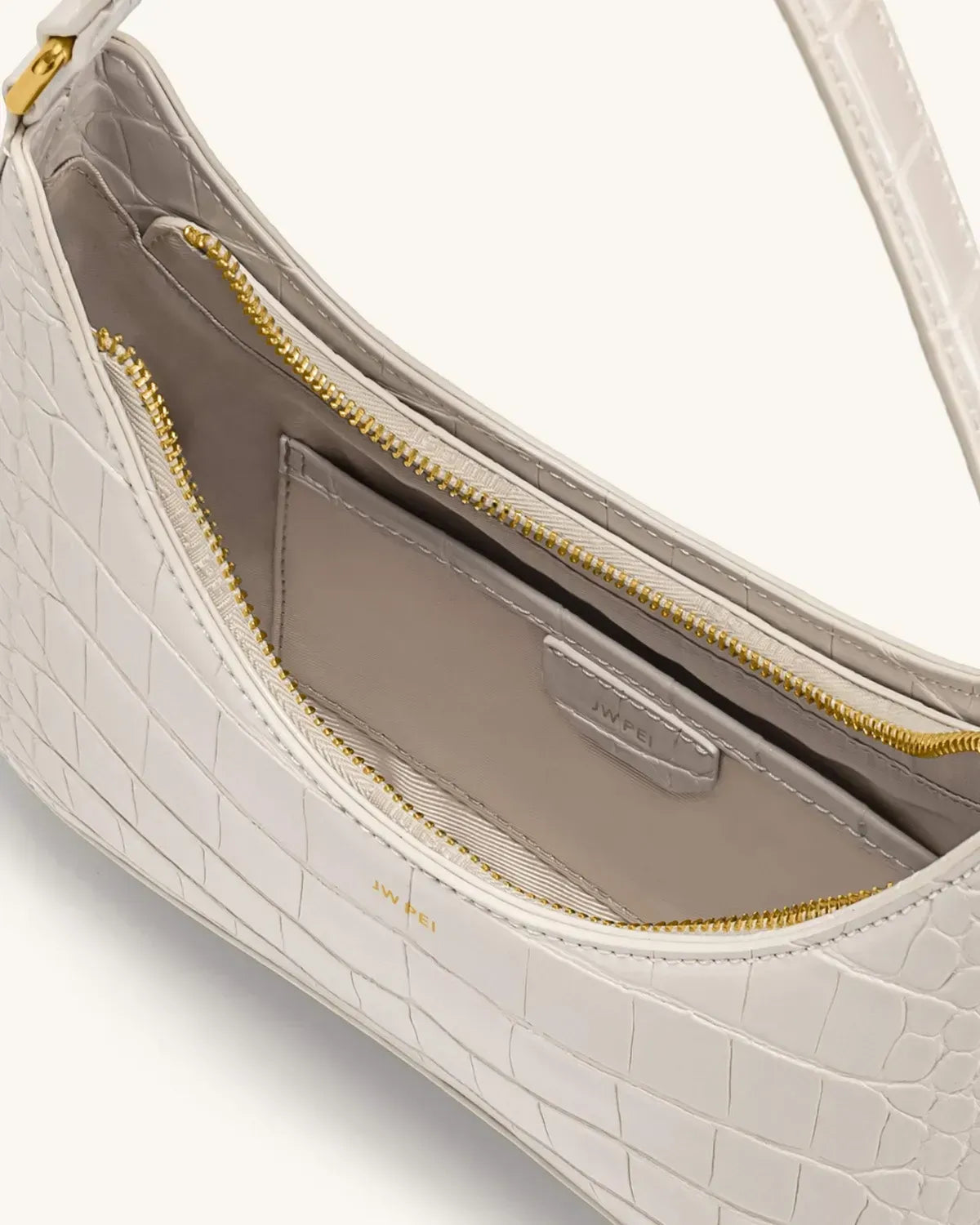 Жіноча сумка на плече JW PEI Ruby Shoulder Bag, біла croc — фото 4