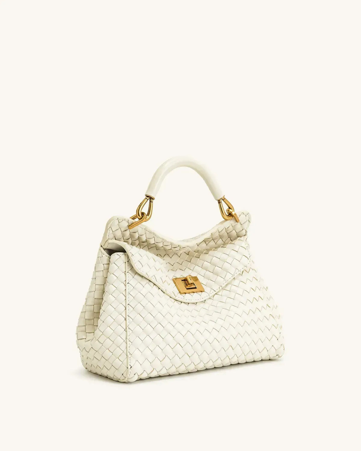 Жіноча сумка з верхньою ручкою JW PEI Lucia Classic Top Handle Woven Bag, біла — фото 6