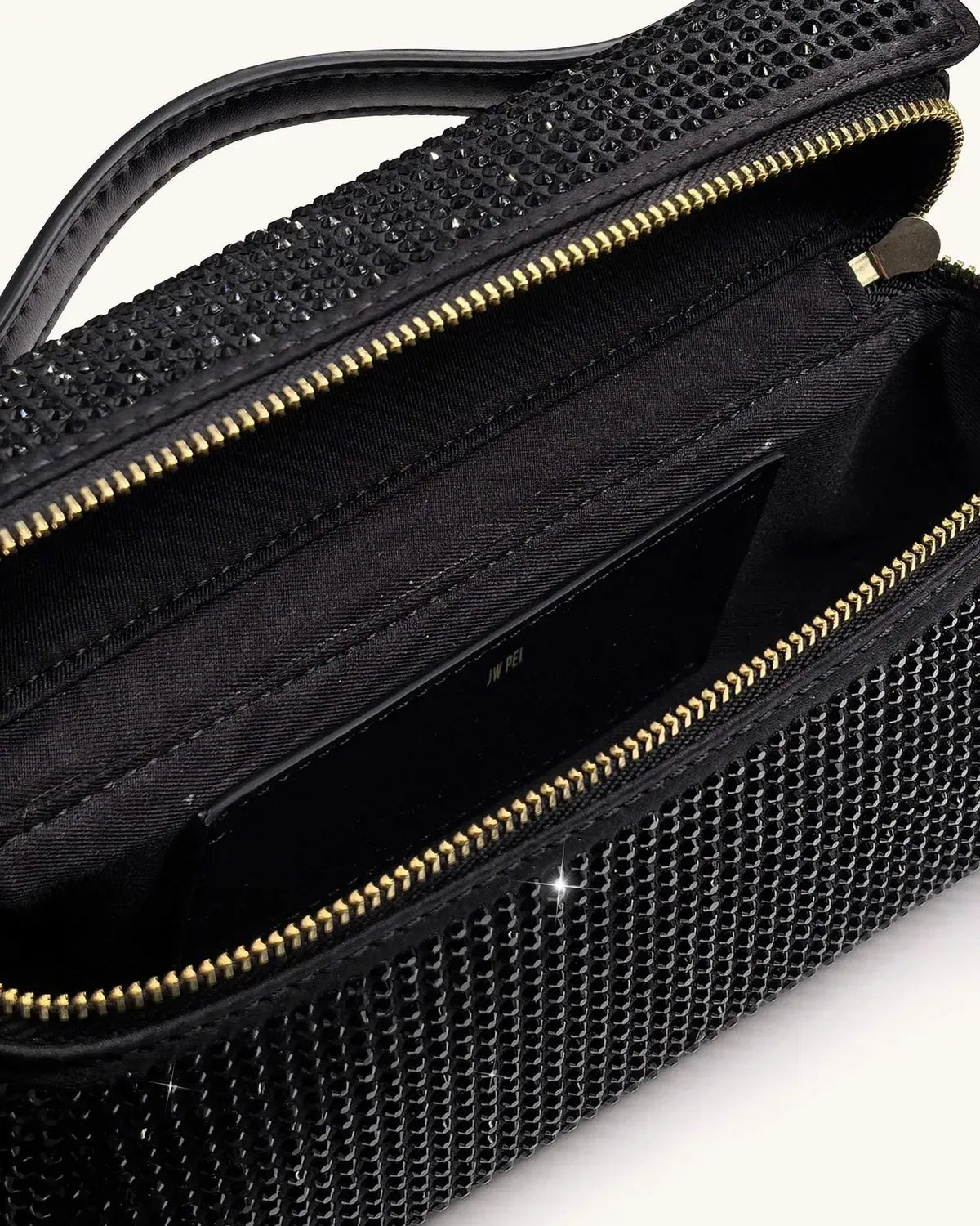Жіноча сумка з верхньою ручкою JW PEI Thea Artificial Crystal Top Handle Bag, чорна — фото 4