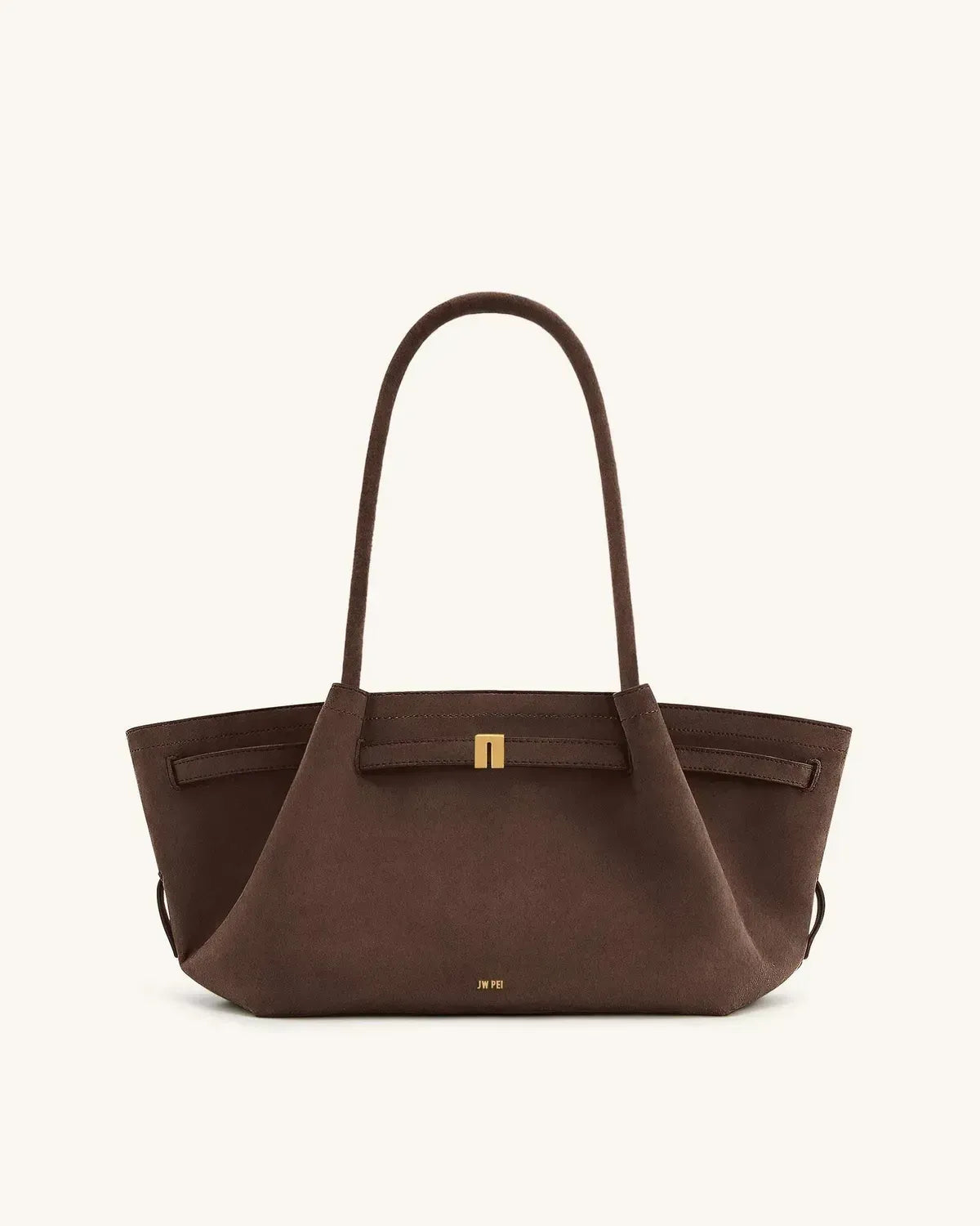Жіноча сумка-тоут JW PEI Hana Wide Faux Suede Tote Bag, темно-коричнева — фото 3