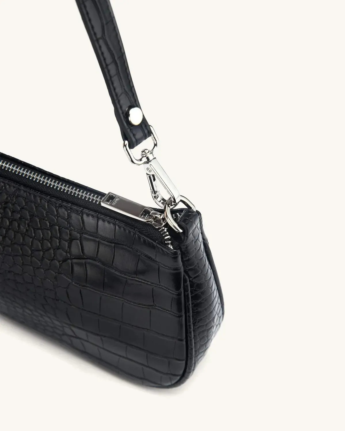 Жіноча сумка на плече JW PEI Eva Shoulder Handbag, чорна croc — фото 3