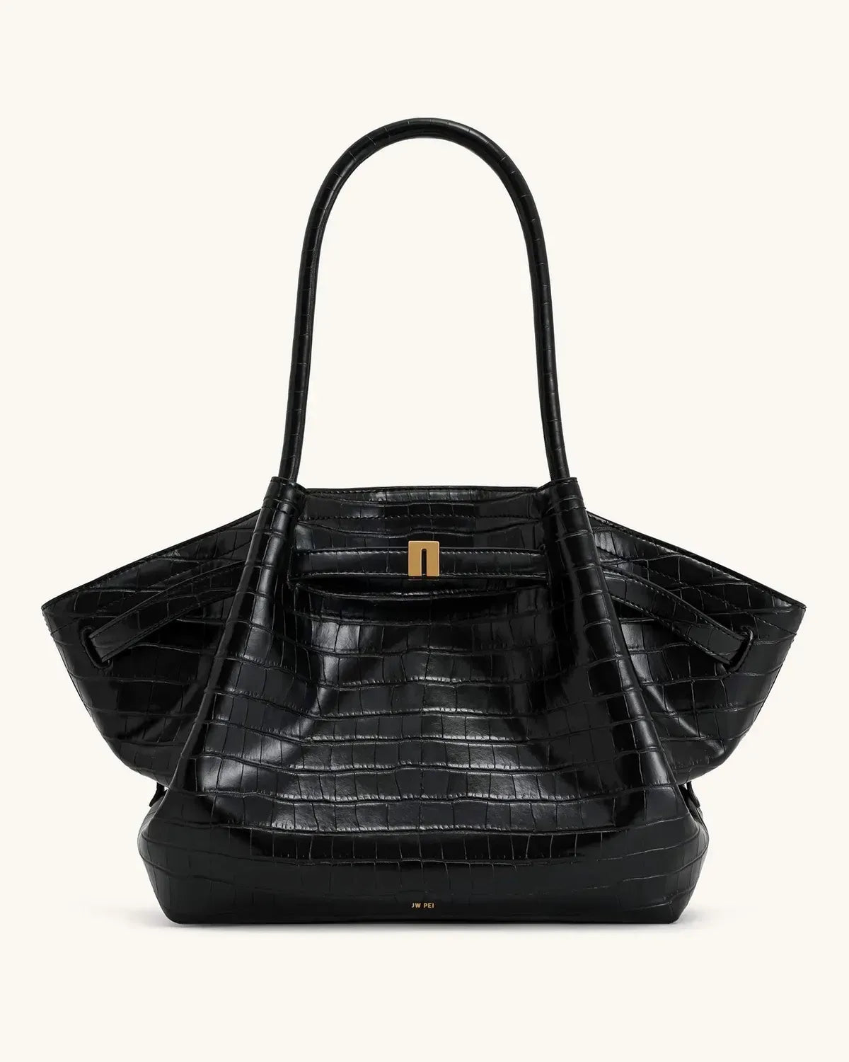 Жіноча сумка-тоут JW PEI Hana Large Tote Bag, чорна croc