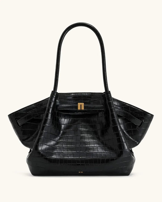 Жіноча сумка-тоут JW PEI Hana Large Tote Bag, чорна croc