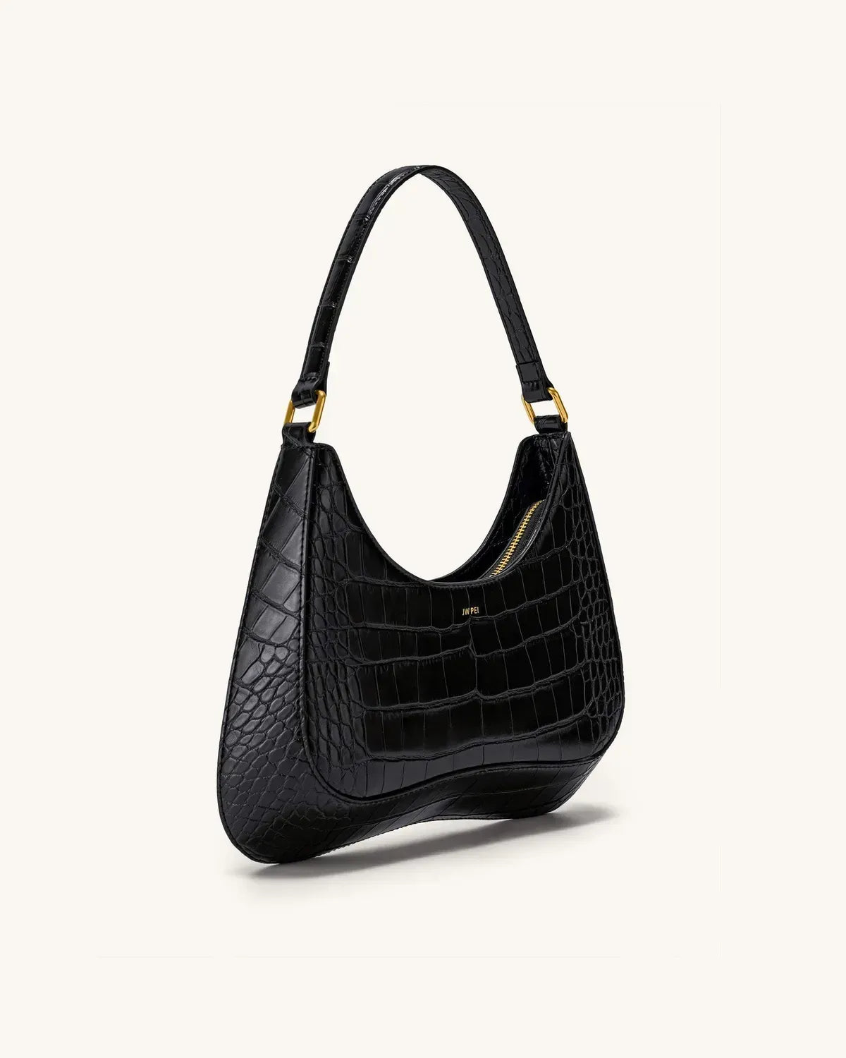 Жіноча сумка на плече JW PEI Ruby Shoulder Bag, чорна croc — фото 2